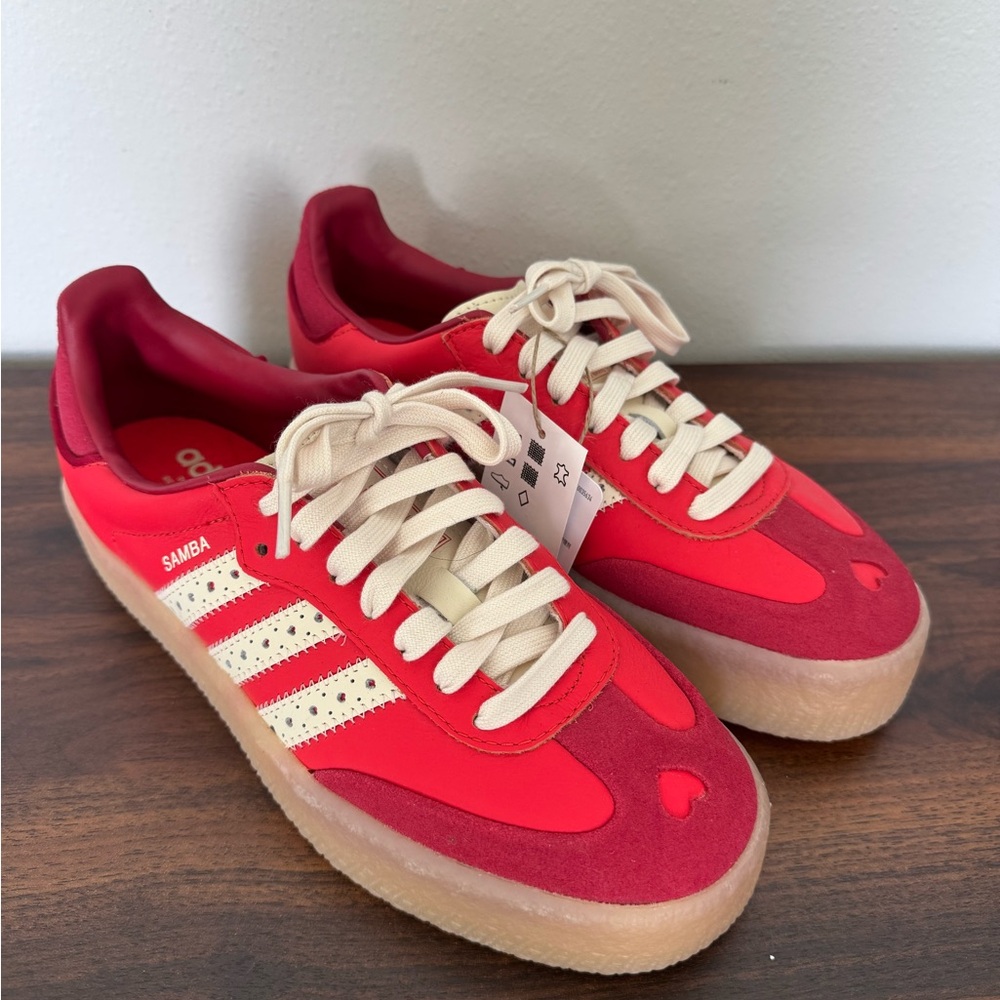 adidas Samba Red with Cream Laces and Gum Sole